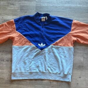 Adidas Tri-Color Pullover in Blue, Orange, and White